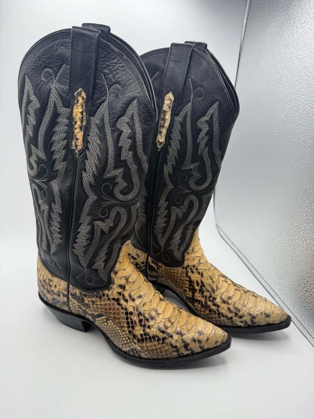 Vintage Genuine Python Snakeskin Cowboy Western Boots